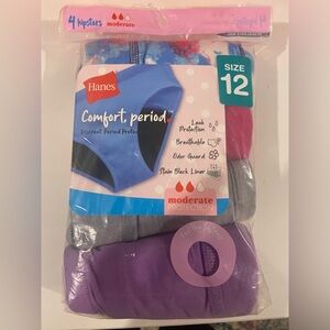 Hanes Comfort Period Underwear Girls Size 12 New, Lot of 4